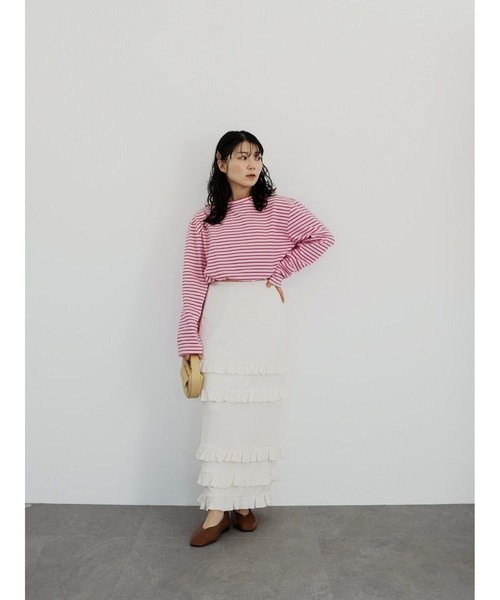 Katrin TOKYO（カトリーントーキョー）の「cropped long tee（Tシャツ/カットソー・レディース・ホワイト/ピンク系/グレー系・FREE/XS）」の15枚目の写真