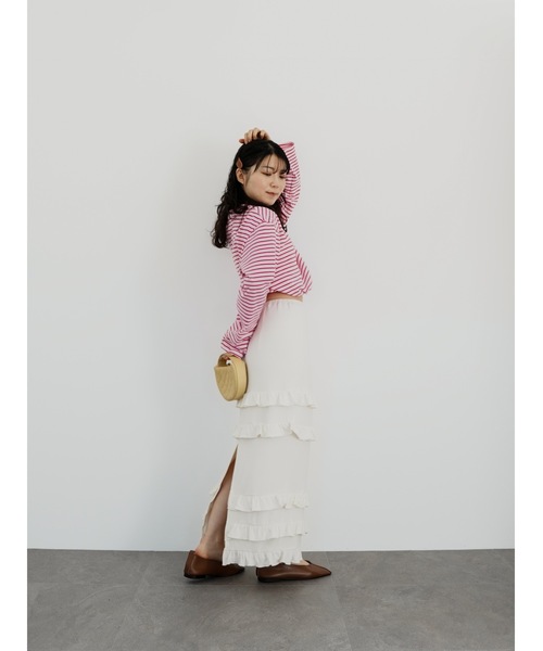 Katrin TOKYO（カトリーントーキョー）の「cropped long tee（Tシャツ/カットソー・レディース・ホワイト/ピンク系/グレー系・FREE/XS）」の16枚目の写真