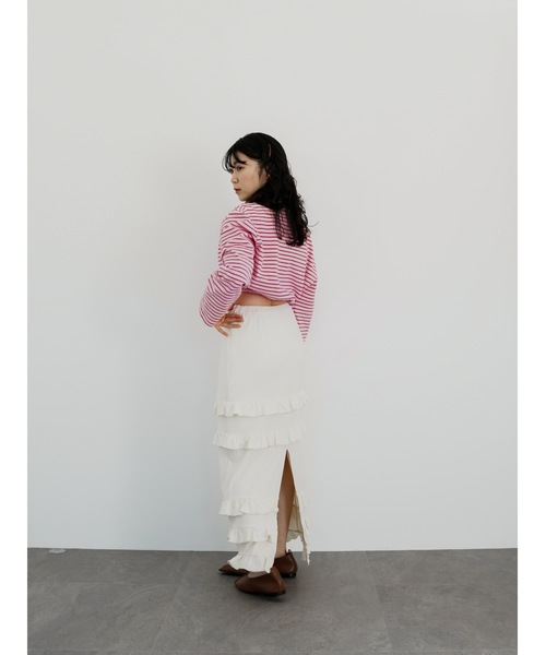 Katrin TOKYO（カトリーントーキョー）の「cropped long tee（Tシャツ/カットソー・レディース・ホワイト/ピンク系/グレー系・FREE/XS）」の17枚目の写真