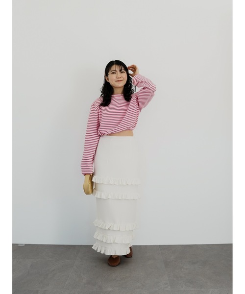 Katrin TOKYO（カトリーントーキョー）の「cropped long tee（Tシャツ/カットソー・レディース・ホワイト/ピンク系/グレー系・FREE/XS）」の18枚目の写真