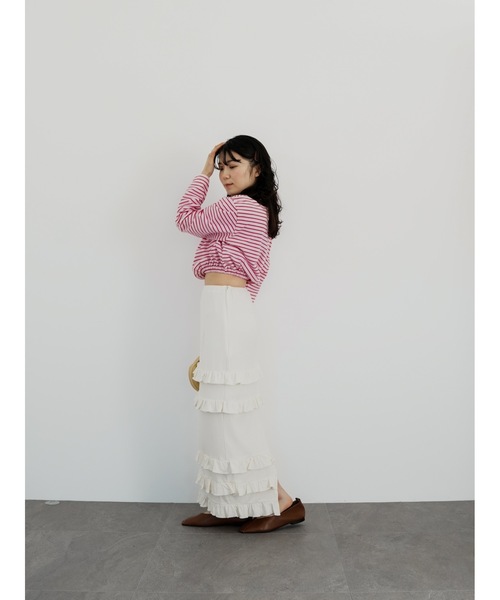 Katrin TOKYO（カトリーントーキョー）の「cropped long tee（Tシャツ/カットソー・レディース・ホワイト/ピンク系/グレー系・FREE/XS）」の19枚目の写真
