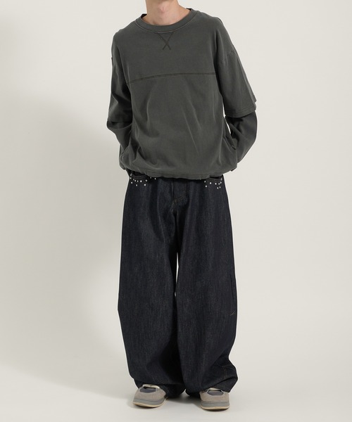 Perushu(ペルーシュ)の「Vintage like thermal layered longt/ヴィンテージライクサーマルレイヤードロンT(Tシャツ/カットソー・メンズ・チャコールグレー/ボルドー/ブラウン・LARGE/MEDIUM)」の12枚目の写真