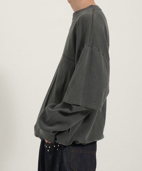 Perushu(ペルーシュ)の「Vintage like thermal layered longt/ヴィンテージライクサーマルレイヤードロンT(Tシャツ/カットソー・メンズ・チャコールグレー/ボルドー/ブラウン・LARGE/MEDIUM)」の11枚目の写真
