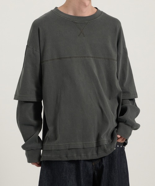 Perushu(ペルーシュ)の「Vintage like thermal layered longt/ヴィンテージライクサーマルレイヤードロンT(Tシャツ/カットソー・メンズ・チャコールグレー/ボルドー/ブラウン・LARGE/MEDIUM)」の18枚目の写真