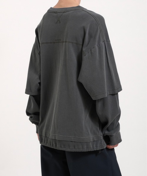 Perushu(ペルーシュ)の「Vintage like thermal layered longt/ヴィンテージライクサーマルレイヤードロンT(Tシャツ/カットソー・メンズ・チャコールグレー/ボルドー/ブラウン・LARGE/MEDIUM)」の8枚目の写真