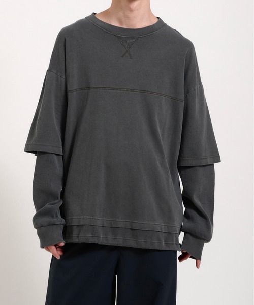 Perushu(ペルーシュ)の「Vintage like thermal layered longt/ヴィンテージライクサーマルレイヤードロンT(Tシャツ/カットソー・メンズ・チャコールグレー/ボルドー/ブラウン・LARGE/MEDIUM)」の6枚目の写真
