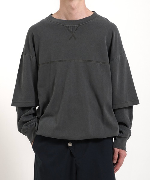 Perushu(ペルーシュ)の「Vintage like thermal layered longt/ヴィンテージライクサーマルレイヤードロンT(Tシャツ/カットソー・メンズ・チャコールグレー/ボルドー/ブラウン・LARGE/MEDIUM)」の15枚目の写真