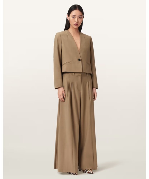 ALLSAINTS(オールセインツ)の「POPPY WIDE LEG PLEATED TROUSERS | POPPY ワイド レッグ プリーツ トラウザー(スラックス・レディース・ブラウン系その他・4/6/8)」の1枚目の写真