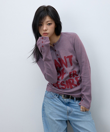 EEERRR（イイイ・アールアールアール）の「Saint of desire stripe henry neck long sleeve (Burgundy)（Tシャツ/カットソー）」