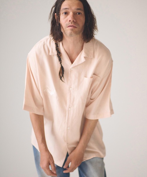 ADAM PATEK(アダムパテック)の「mhs2582-tiger embroidery short sleeve shirt ショートスリーブシャツ(AP2615033)(シャツ/ブラウス・メンズ・ブラック/ピンク/ホワイト・2/1)」の3枚目の写真