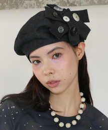 TYPESERVICE（タイプサービス）の「Buttoned Strap Beret Hat [Charcoal]（ハンチング/ベレー帽）」