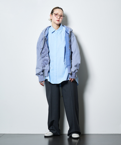 TAAKK(ターク)の「TAAKK SCULPTURAL EMBROIDERY ZIP HOODIE TA26SS-JR054:スウェット(スウェット・レディース・ブルー・MEDIUM)」の8枚目の写真