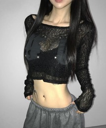 patch lace crop top