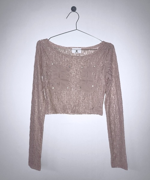 THEAIRTOWN(ジエアタウン)の「patch lace crop top(Tシャツ/カットソー・レディース・ピンク/ブラック/ホワイト・FREE)」の20枚目の写真