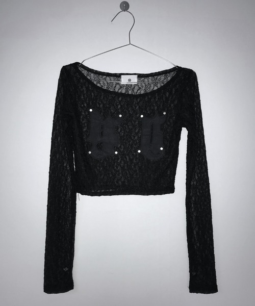 THEAIRTOWN(ジエアタウン)の「patch lace crop top(Tシャツ/カットソー・レディース・ピンク/ブラック/ホワイト・FREE)」の16枚目の写真