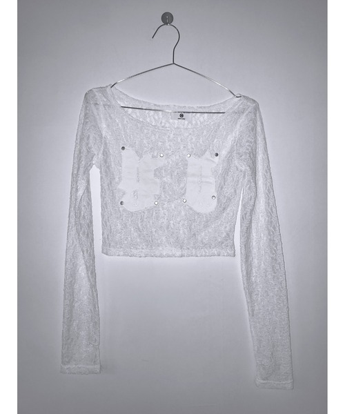 THEAIRTOWN(ジエアタウン)の「patch lace crop top(Tシャツ/カットソー・レディース・ピンク/ブラック/ホワイト・FREE)」の18枚目の写真