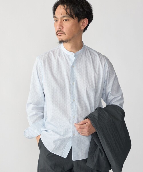 SHIPS(シップス)の「SHIPS: プリント バンド カラー シャツ(シャツ/ブラウス・メンズ・ライトブルー/ブルー系その他・MEDIUM/LARGE/SMALL/X-LARGE)」の1枚目の写真