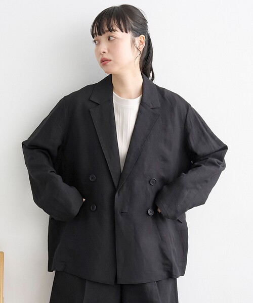 coen(コーエン)の「【接触冷感】リネンレーヨンテーラードジャケット(インフルエンサー紹介アイテム)(テーラードジャケット・レディース・ブラック/その他1・M/L)」の10枚目の写真