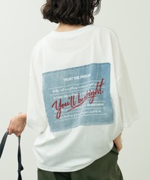A.D.C.L. | 後デニムパッチプリント オーバーサイズTシャツ(Tシャツ/カットソー)