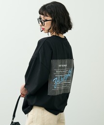 A.D.C.L. | 後デニムパッチプリント オーバーサイズTシャツ(Tシャツ/カットソー)
