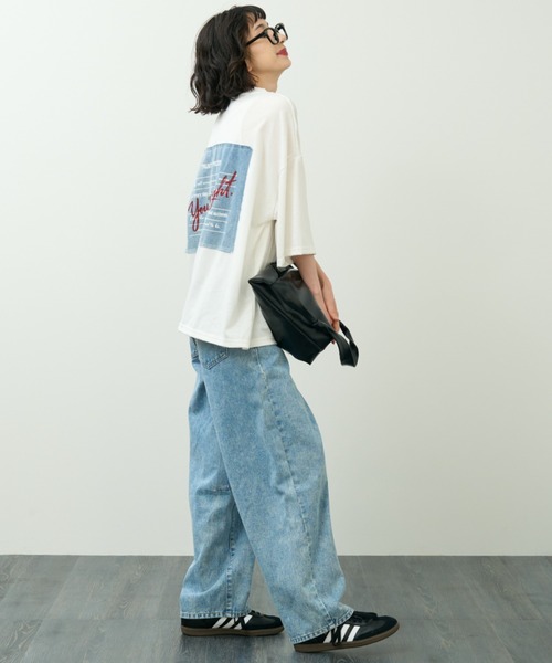 A.D.C.L.(エーディーシーエル)の「後デニムパッチプリント オーバーサイズTシャツ(Tシャツ/カットソー・レディース・ブラック/ホワイト・L/M)」の18枚目の写真