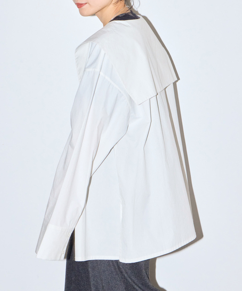 CITYSHOP（シティーショップ）の「SAILOR COLLAR シャツ（シャツ/ブラウス・レディース・ブラック/ホワイト・FREE）」の2枚目の写真