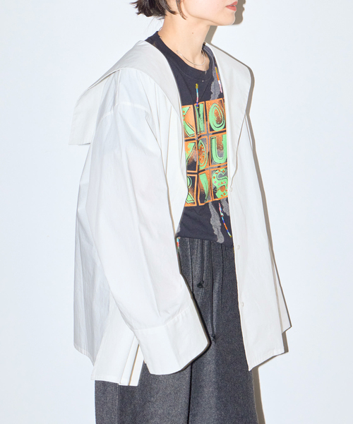 CITYSHOP（シティーショップ）の「SAILOR COLLAR シャツ（シャツ/ブラウス・レディース・ブラック/ホワイト・FREE）」の3枚目の写真