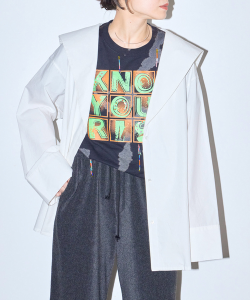 CITYSHOP（シティーショップ）の「SAILOR COLLAR シャツ（シャツ/ブラウス・レディース・ブラック/ホワイト・FREE）」の4枚目の写真