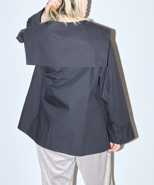 CITYSHOP（シティーショップ）の「SAILOR COLLAR シャツ（シャツ/ブラウス・レディース・ブラック/ホワイト・FREE）」の7枚目の写真
