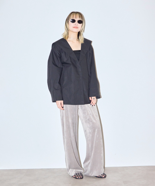 CITYSHOP（シティーショップ）の「SAILOR COLLAR シャツ（シャツ/ブラウス・レディース・ブラック/ホワイト・FREE）」の8枚目の写真