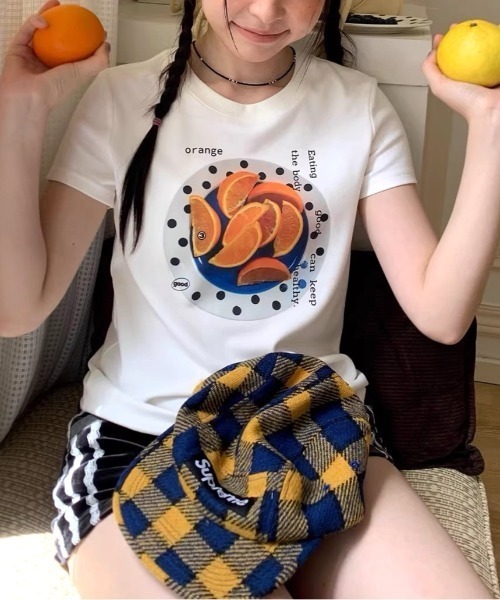 SHEENA(シーナ)の「フルーツプリントコンパクトTシャツ(Tシャツ/カットソー・レディース・ホワイト・M)」の5枚目の写真