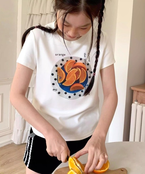 SHEENA(シーナ)の「フルーツプリントコンパクトTシャツ(Tシャツ/カットソー・レディース・ホワイト・M)」の6枚目の写真