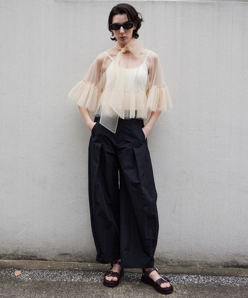 MAISON SPECIAL(メゾンスペシャル)の「Multiway Sheer Top/マルチウェイシアートップ(シャツ/ブラウス・レディース・グリーン/ベージュ/ブラック・FREE)」の4枚目の写真