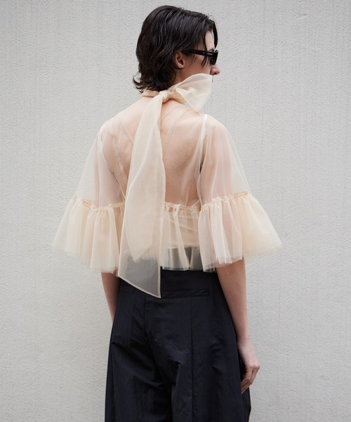 MAISON SPECIAL(メゾンスペシャル)の「Multiway Sheer Top/マルチウェイシアートップ(シャツ/ブラウス・レディース・グリーン/ベージュ/ブラック・FREE)」の6枚目の写真