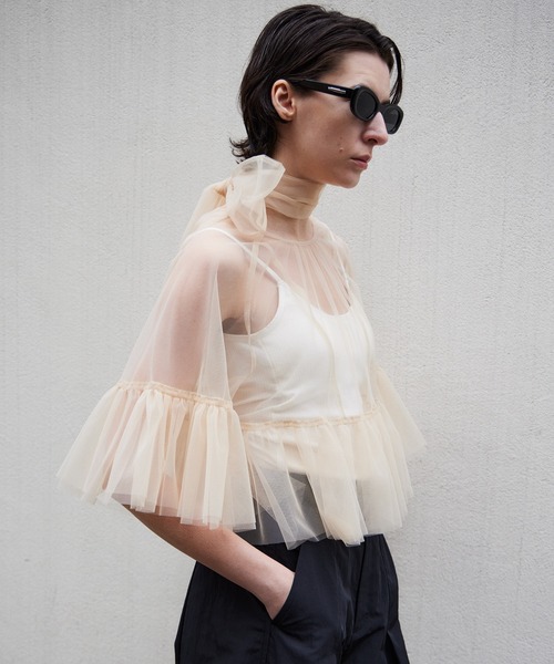 MAISON SPECIAL(メゾンスペシャル)の「Multiway Sheer Top/マルチウェイシアートップ(シャツ/ブラウス・レディース・グリーン/ベージュ/ブラック・FREE)」の8枚目の写真