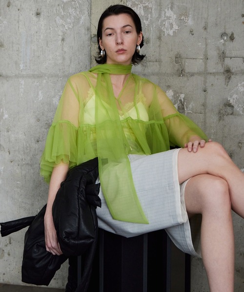 MAISON SPECIAL(メゾンスペシャル)の「Multiway Sheer Top/マルチウェイシアートップ(シャツ/ブラウス・レディース・グリーン/ベージュ/ブラック・FREE)」の10枚目の写真