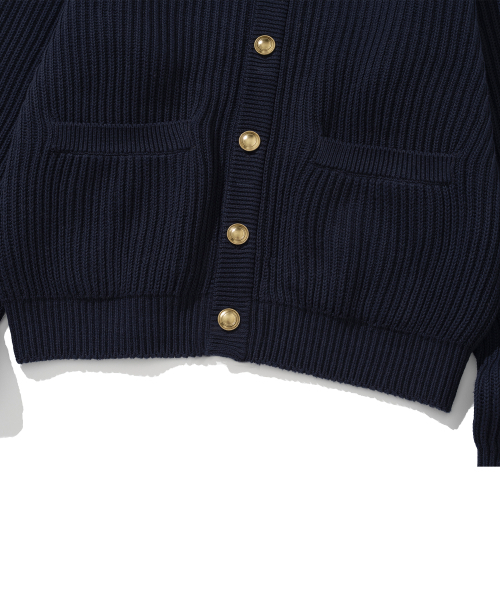 KNITTED（ニッティド）の「ヘビー ワッフル ゴールド ボタン ラウンド カーディガン NAVY（カーディガン/ボレロ・メンズ・その他・M/L）」の4枚目の写真