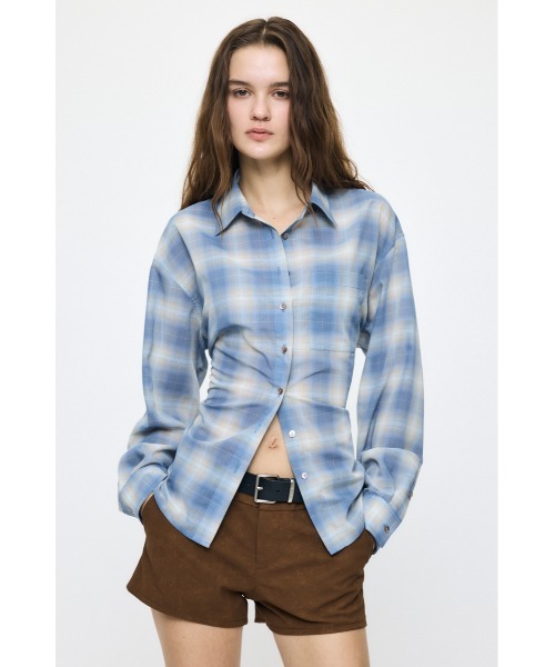 セール】FADE CHECK SHEER OVER シャツ（シャツ/ブラウス）｜MOUSSY