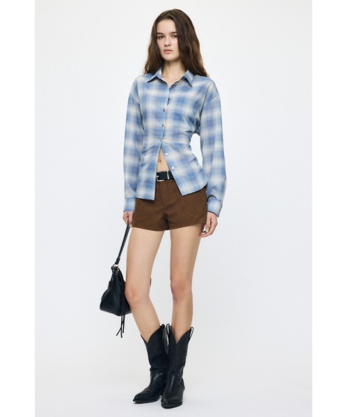 MOUSSY(マウジー)の「FADE CHECK SHEER OVER シャツ(シャツ/ブラウス・レディース・オフホワイト/サックスブルー/ブルー系その他/オレンジ系その他・FREE)」の7枚目の写真