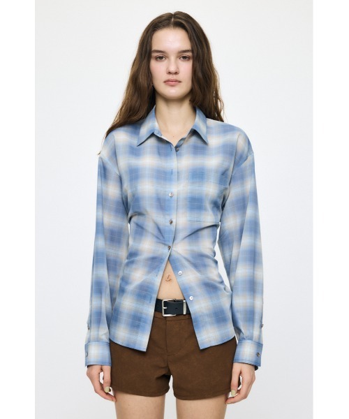 今季新作完売☆MOUSSY BIG CHECK シャツ☆オーバーサイズシャツ新品 セール】FADE CHECK SHEER OVER シャツ（シャツ/ブラウス）｜MOUSSY