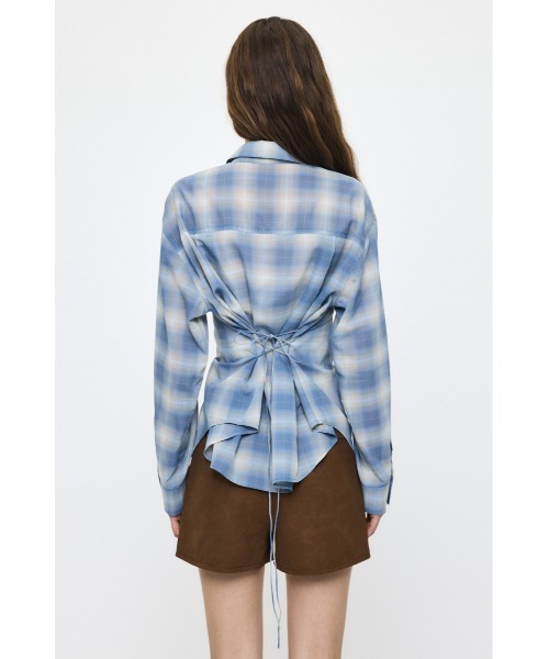 MOUSSY(マウジー)の「FADE CHECK SHEER OVER シャツ(シャツ/ブラウス・レディース・オフホワイト/サックスブルー/ブルー系その他/オレンジ系その他・FREE)」の11枚目の写真