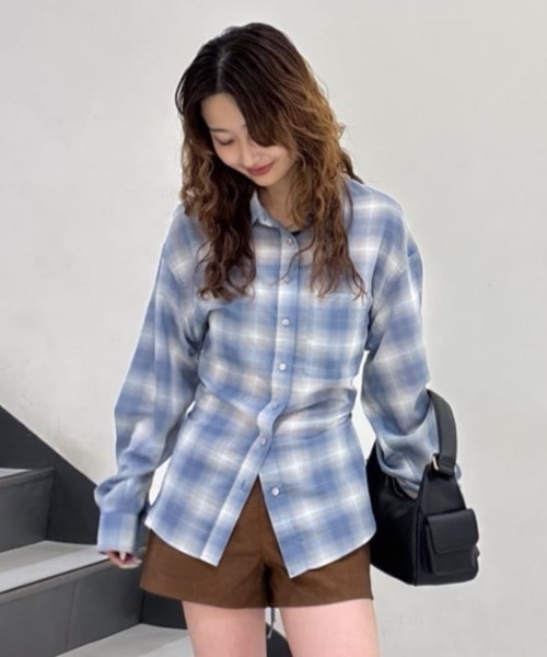 MOUSSY FADE CHECK SHEER OVER シャツ MOUSSY | FADE CHECK SHEER OVER シャツ (シャツ・ブラウス ) |SHEL