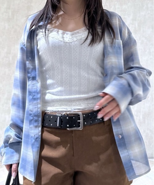 MOUSSY FADE CHECK SHEER OVER シャツ MOUSSY | FADE CHECK SHEER OVER シャツ (シャツ・ブラウス ) |SHEL