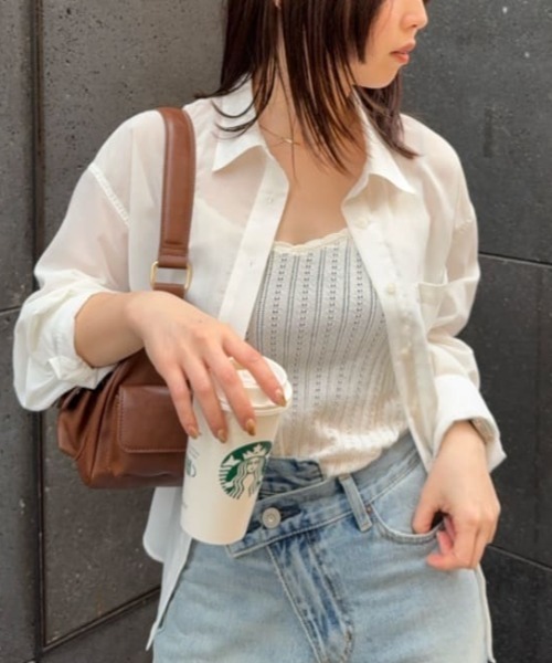 MOUSSY(マウジー)の「FADE CHECK SHEER OVER シャツ(シャツ/ブラウス・レディース・オフホワイト/サックスブルー/ブルー系その他/オレンジ系その他・FREE)」の22枚目の写真