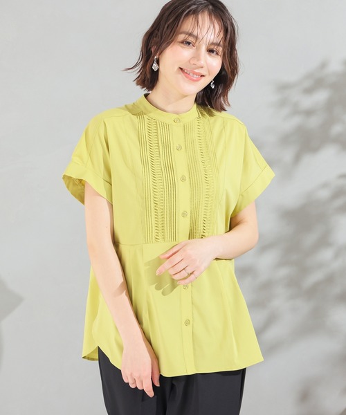 GLACIER lusso(グラシアルッソ)の「【UVカット】ピンタックブラウス(シャツ/ブラウス・レディース・ネイビー/イエロー/オレンジ系その他2/グレイッシュベージュ・S/M/LL/L)」の15枚目の写真