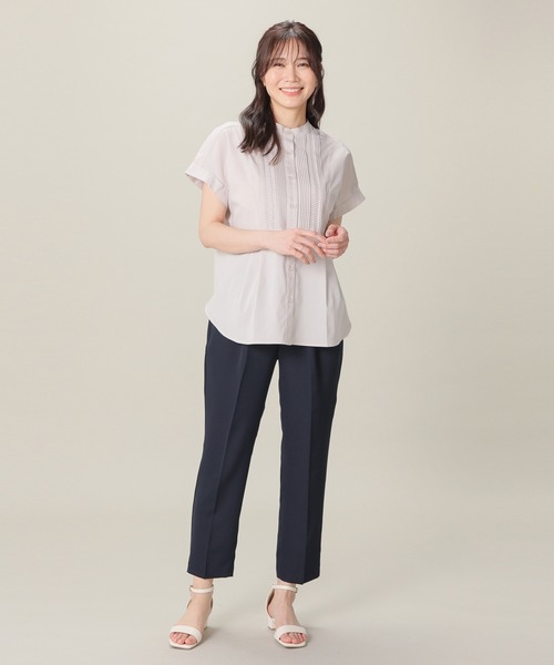 GLACIER lusso(グラシアルッソ)の「【UVカット】ピンタックブラウス(シャツ/ブラウス・レディース・ネイビー/イエロー/オレンジ系その他2/グレイッシュベージュ・S/M/LL/L)」の16枚目の写真