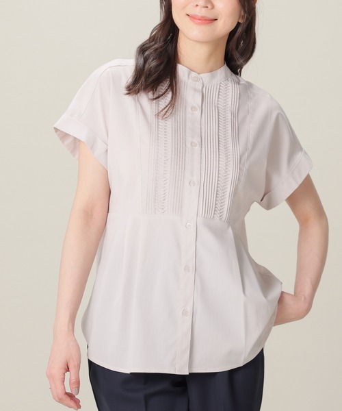 GLACIER lusso(グラシアルッソ)の「【UVカット】ピンタックブラウス(シャツ/ブラウス・レディース・ネイビー/イエロー/オレンジ系その他2/グレイッシュベージュ・S/M/LL/L)」の18枚目の写真