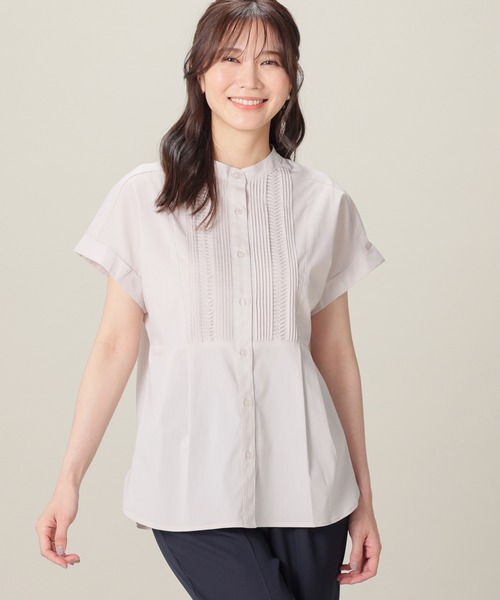 GLACIER lusso(グラシアルッソ)の「【UVカット】ピンタックブラウス(シャツ/ブラウス・レディース・ネイビー/イエロー/オレンジ系その他2/グレイッシュベージュ・S/M/LL/L)」の19枚目の写真