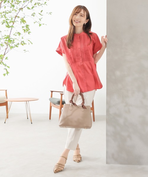 GLACIER lusso(グラシアルッソ)の「【UVカット】ピンタックブラウス(シャツ/ブラウス・レディース・ネイビー/イエロー/オレンジ系その他2/グレイッシュベージュ・S/M/LL/L)」の20枚目の写真