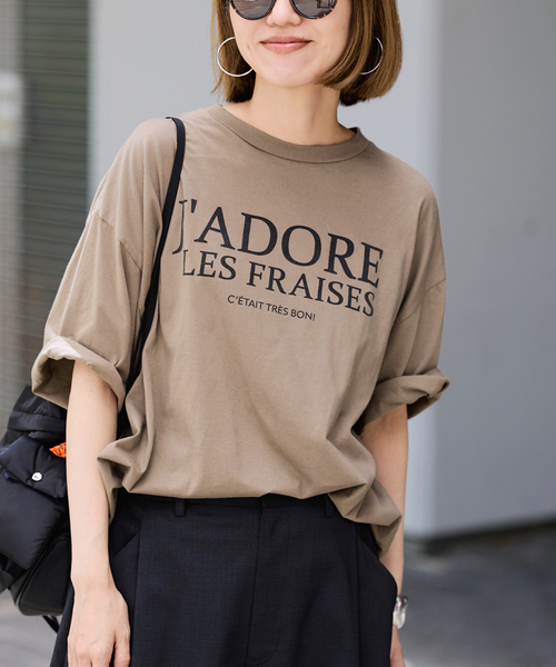 モノトーンプリントフレンチスリーブTシャツ　フレームワーク ≪WEB限定 / 追加≫フレンチロゴTシャツ 2（Tシャツ/カットソー